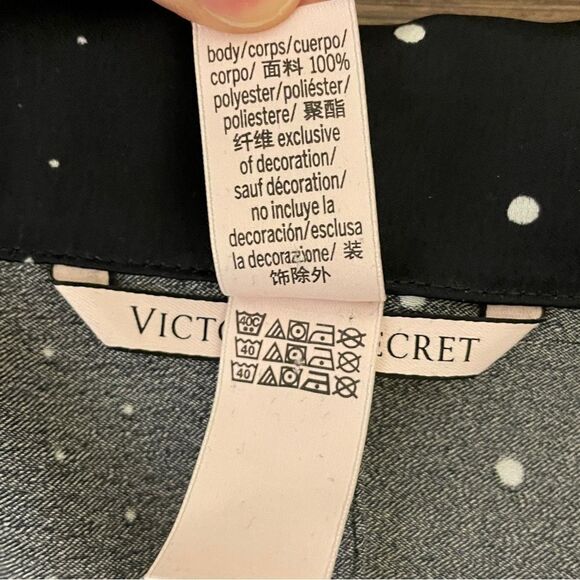 Victoria's Secret Satin Jacquard Bed & Evening Black White Polka Dot Blazer Med - Picture 10 of 13